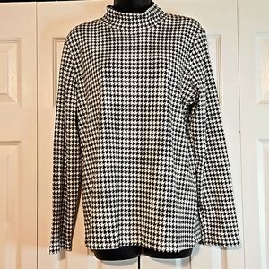 Karen Scott Hounds Tooth  Mock Turtleneck